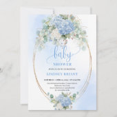 Modern Bohemian Blue Floral Baby Shower Invitation Einladung (Vorderseite)