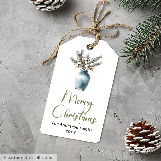 Modern Bohemian Botanical Christmas Gift Tag Geschenkanhänger