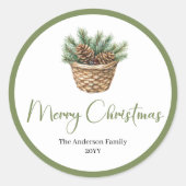 Modern Bohemian Botanical Christmas Round Labels Runder Aufkleber (Vorderseite)