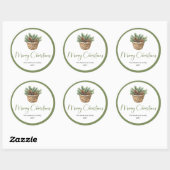 Modern Bohemian Botanical Christmas Round Labels Runder Aufkleber (Blatt)