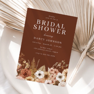 Modern Bohemian Floral Bridal Shower Einladung