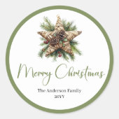 Modern Bohemian Rustic Holiday Gift Wrap Sticker (Vorderseite)