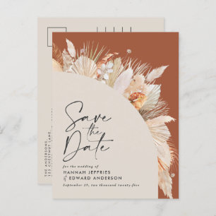 Modern Bohemian Terracotta Pampas Gras Foto anno Ankündigungspostkarte