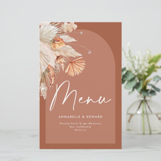 Modern bohemian terracotta pampas grass wedding (Stehend Vorderseite)