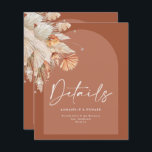 Modern bohemian terracotta pampas grass wedding<br><div class="desc">Moderne böhmische Terracotta Pampas Gras stilvolle Hochzeitsdetails Karte.</div>