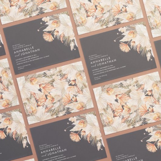 Modern bohemian terracotta pampas grass wedding