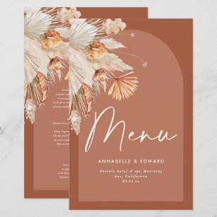 Modern bohemian terracotta pampas grass wedding
