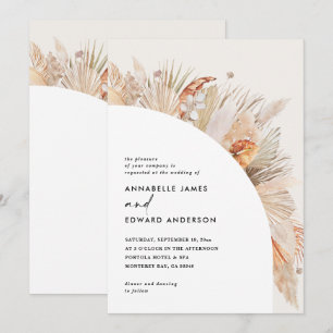 Modern bohemian terracotta pampas grass wedding