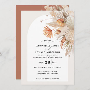 Modern bohemian terracotta pampas grass wedding