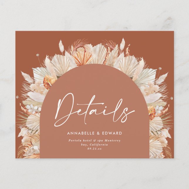 Modern bohemian terracotta pampas grass wedding (Vorderseite)