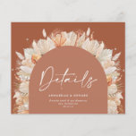 Modern bohemian terracotta pampas grass wedding<br><div class="desc">Moderne böhmische Terracotta Pampas Gras stilvolle Hochzeitsdetails Karte.</div>