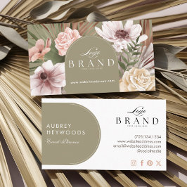 Modern Bohemian Watercolor Boho Florals Arch Logo  Visitenkarte