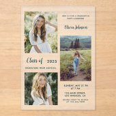 Modern Boho 3 Photo Graduation  Acryleinladungen (Vorderseite)