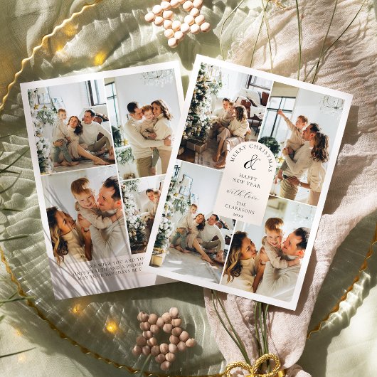 Modern Boho 8 Foto Weihnachten Neues Jahr Einladung