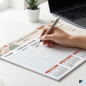 Modern Boho Abstract Botanical Weekly Planner Notizblock