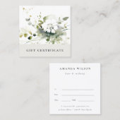 Modern Boho Abstract Green Floral Gift Certificate Quadratische Visitenkarte (Vorne/Hinten)