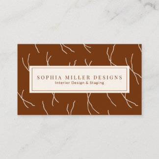 Modern Boho Abstract Lines Designer | Dark Brown Visitenkarte