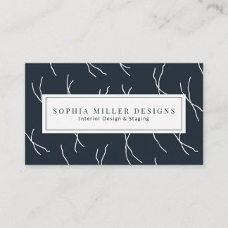 Modern Boho Abstract Lines Designer Deep Charcoal Visitenkarte