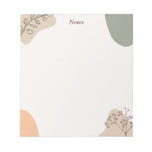 Modern Boho Abstrakt Botanische Linie Art Pastell  Notizblock