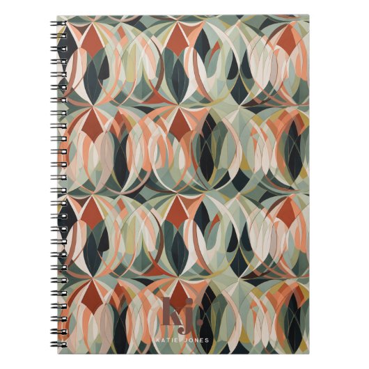 Modern Boho Abstrakt | Monogram Notebook Journal Notizblock (Vorderseite)