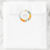 Modern Boho Abstrakt Sketchy Orange Garden Runder Aufkleber (Tasche)