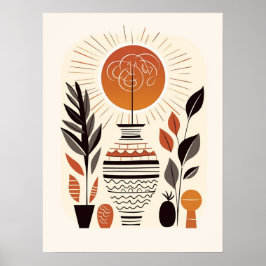 Modern Boho Abstrakt Terracotta Decorative Vase Poster