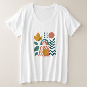 Modern Boho Abstrakte Natur Große Größe T-Shirt