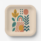 Modern Boho Abstrakte Natur Pappteller (Vorderseite)