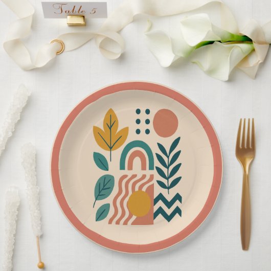 Modern Boho Abstrakte Natur Pappteller (Hochzeit)