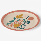 Modern Boho Abstrakte Natur Pappteller (Schrägansicht)