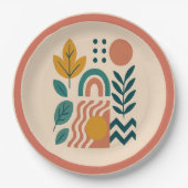 Modern Boho Abstrakte Natur Pappteller (Vorderseite)