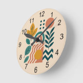 Modern Boho Abstrakte Natur Runde Wanduhr (Winkel)