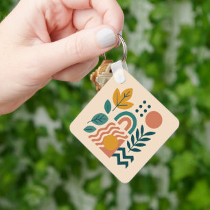 Modern Boho Abstrakte Natur Schlüsselanhänger