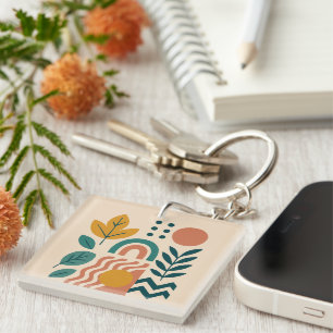 Modern Boho Abstrakte Natur Schlüsselanhänger