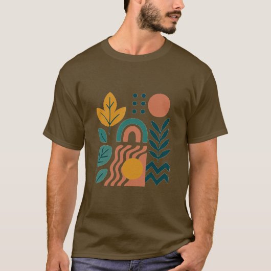 Modern Boho Abstrakte Natur T-Shirt (Vorderseite)