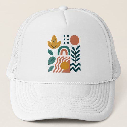 Modern Boho Abstrakte Natur Truckerkappe (Vorderseite)