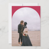 Modern Boho arch 2 Fotos Hochzeit Magenta Einladung (Rückseite)