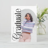 Modern Boho Arch 2 Photos Graduation Einladung (Stehend Vorderseite)