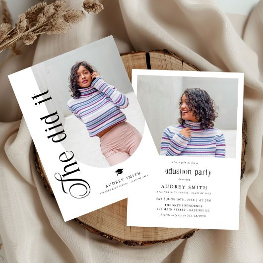 Modern Boho Arch 2 Photos Graduation Einladung