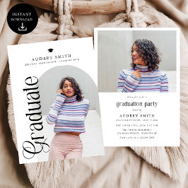 Modern Boho Arch 2 Photos Graduation Einladung