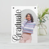 Modern Boho Arch 2 Photos Graduation Einladung (Stehend Vorderseite)