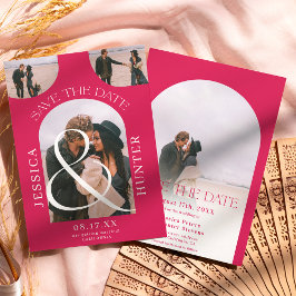 Modern Boho arch 4 Fotos Hochzeit Magenta Save The Date