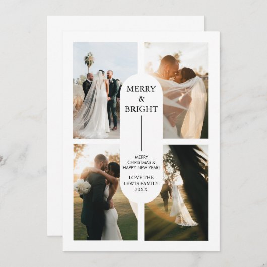 Modern Boho Arch 4 Fotos Weihnachtskarte Einladung (Vorne/Hinten)