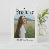 Modern Boho Arch 6 Photos Graduation Announcement Einladung (Stehend Vorderseite)
