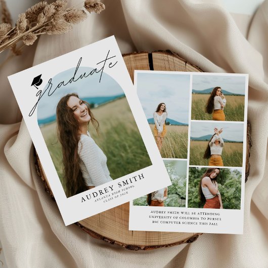 Modern Boho Arch 6 Photos Graduation Announcement Einladung
