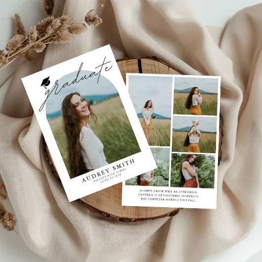 Modern Boho Arch 6 Photos Graduation Announcement Einladung