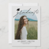 Modern Boho Arch 6 Photos Graduation Announcement Einladung (Vorderseite)