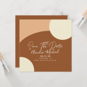 Modern Boho Arch Bio Shapes Tan Save the Date Karte (Vorderseite/Rückseite Beispiel)