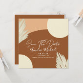 Modern Boho Arch Bio Shapes Tan Save the Date Karte (Vorderseite/Rückseite Beispiel)