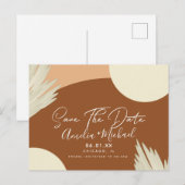 Modern Boho Arch Bio Shapes Tan Save the Date Postkarte (Vorne/Hinten)